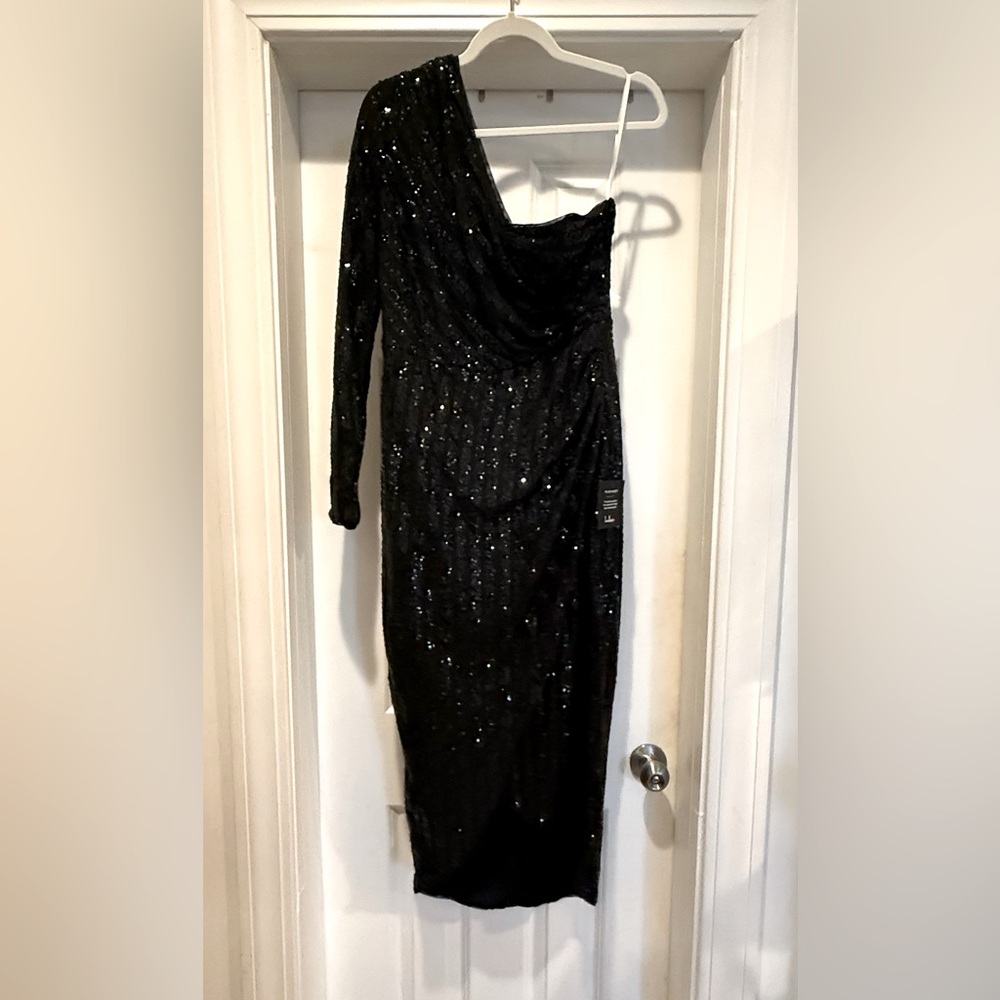 Lulu's Black Sequin Asymmetrical Cocktail Dress - NWT